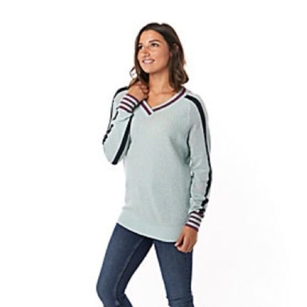 Smartwool Frosted Valley V-Neck Sweater - Mint/Plum